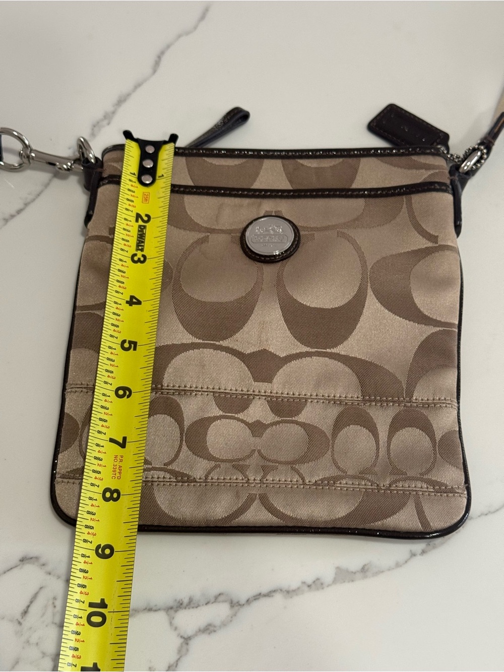 Coach Signature Khaki Brown Crossbody Bag Brown & Tan - Picture 9 of 10